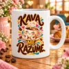 Skodelica »Kava me razume.« na beli skodelici – ilustrativni prikaz