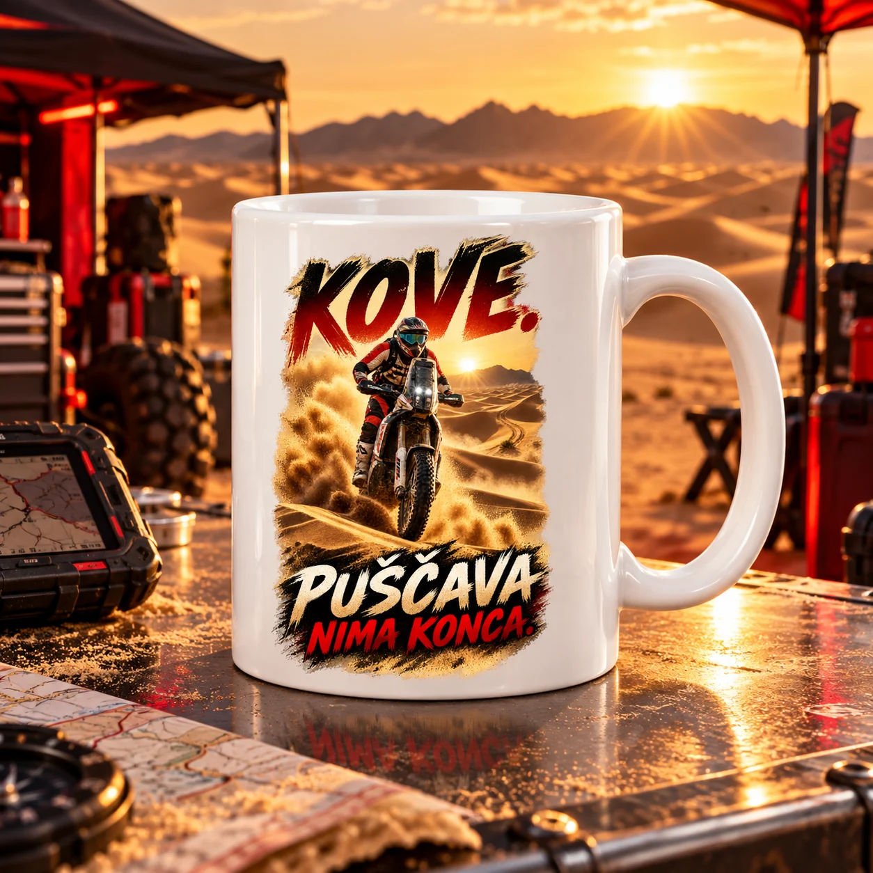 Enduro skodelica Kove »Puščava nima konca« – mockup Enduro skodelica Kove »Puščava nima konca«