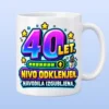 Keramična skodelica za 40. rojstni dan »Nivo odklenjen« – ilustrativni prikaz motiva