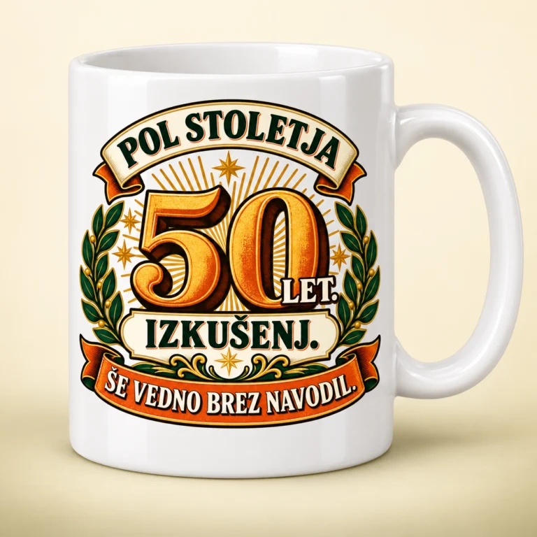 Keramična skodelica za 50. rojstni dan »Pol stoletja«