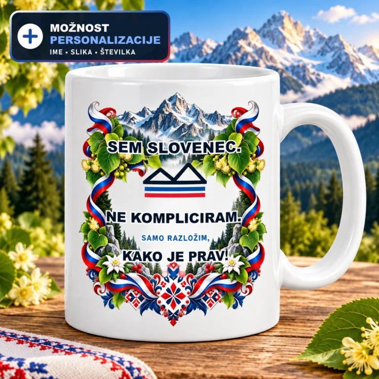 Keramična skodelica 11 oz »Sem Slovenec – ne kompliciram«