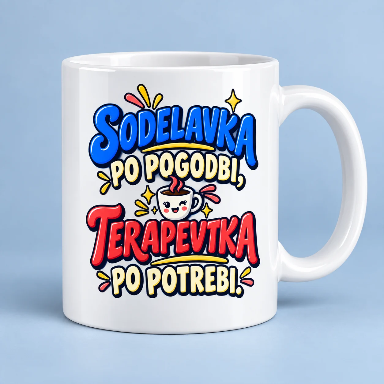 Keramična skodelica »Sodelavka po pogodbi« – mockup Keramična skodelica »Sodelavka po pogodbi«