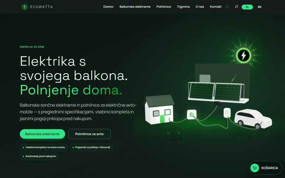Naslovnica spletne strani ecowatta.com